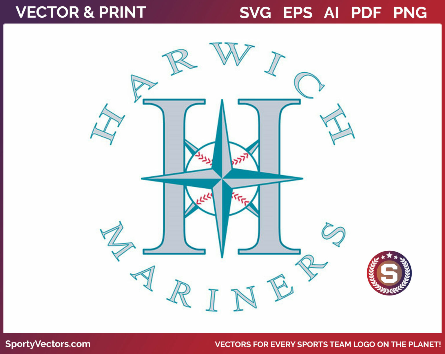Harwich Mariners Baseball Primary Logo (2000) Sports Logo SVG