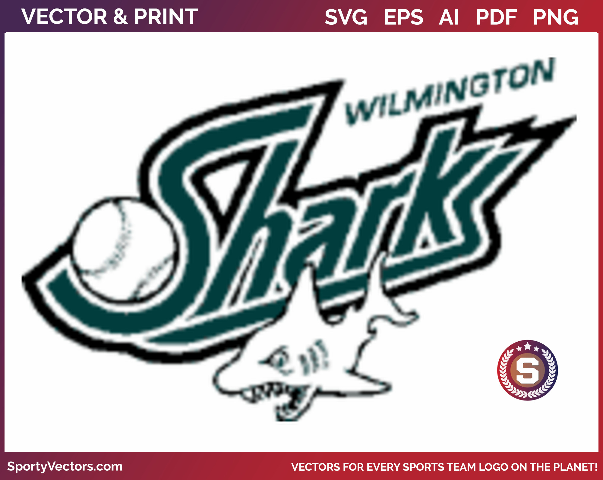 Wilmington Sharks Baseball Sports SVG Logo Sporty Vectors • The