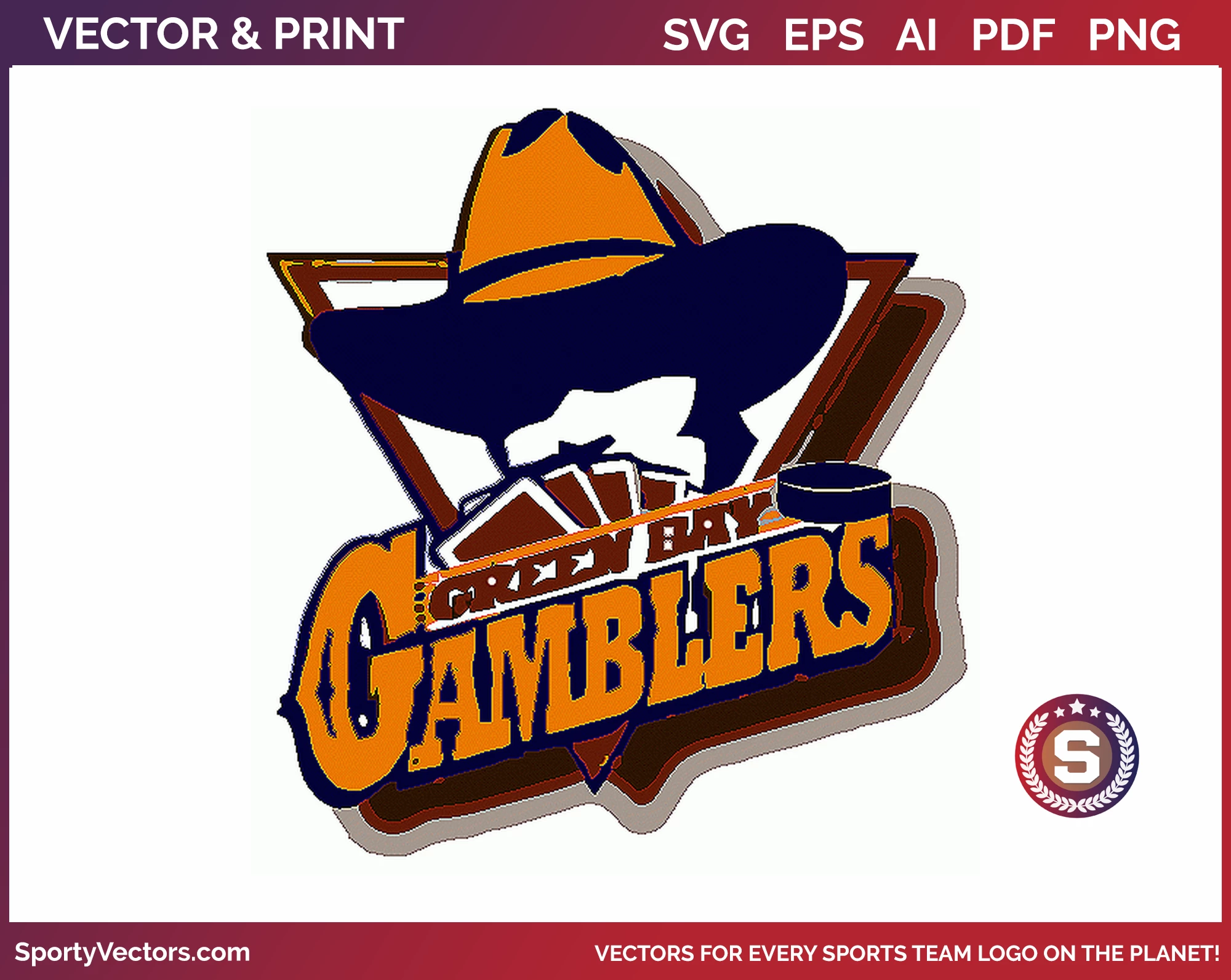 Green Bay Gamblers Hockey Primary Logo (1996) Sports Logo SVG